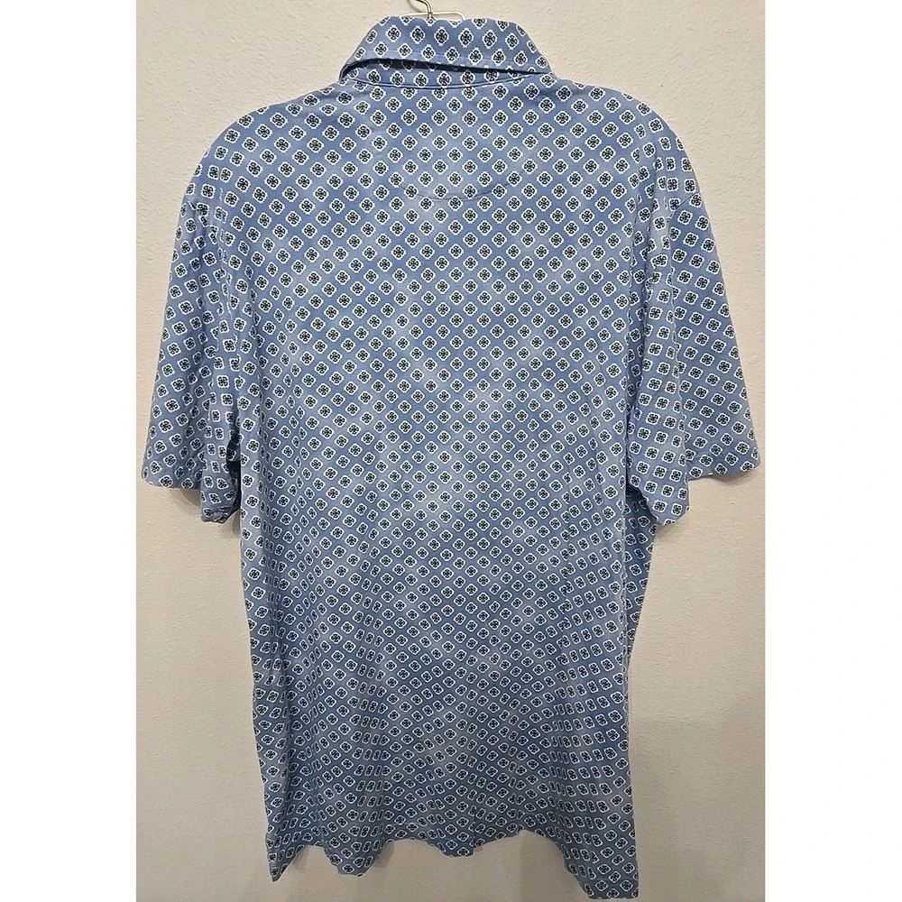 Ralph Lauren Polo Golf Short Sleeve Soft Cotton Polo Shirt Sz L Blue Snow Flakes